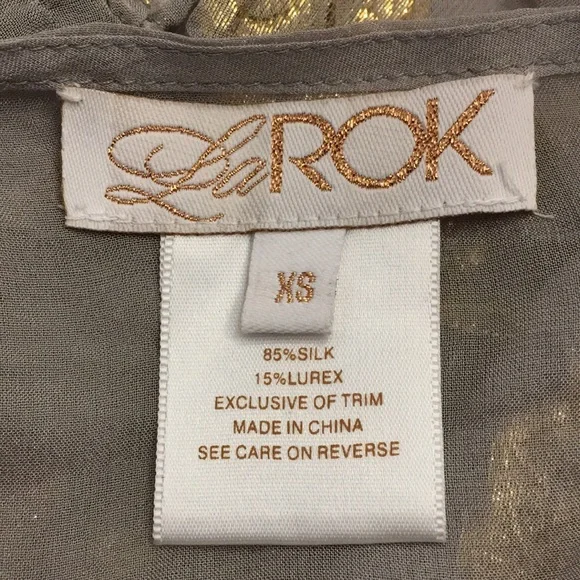 LaRok ANTHRO BRAND real silk SHEER top with gold lame embroidered design Nwot - Picture 6 of 6